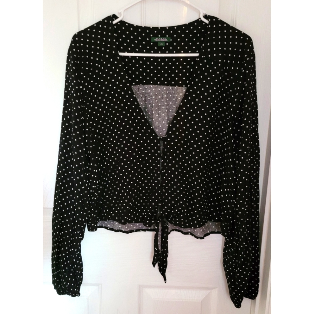 Black & White Polka Crop Blouse Top large